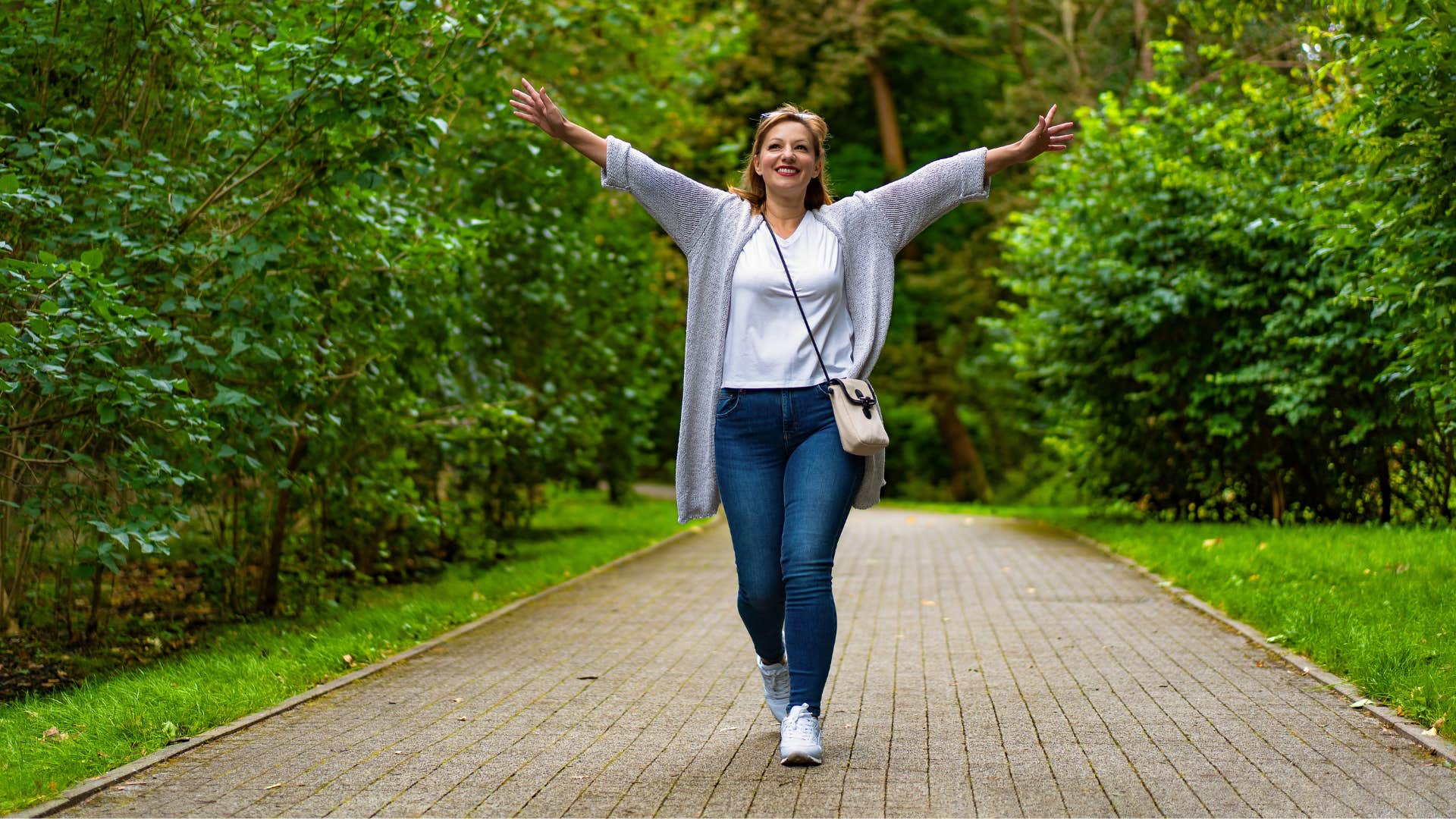 Happy person on walk showing habit of enjoying life after divorce