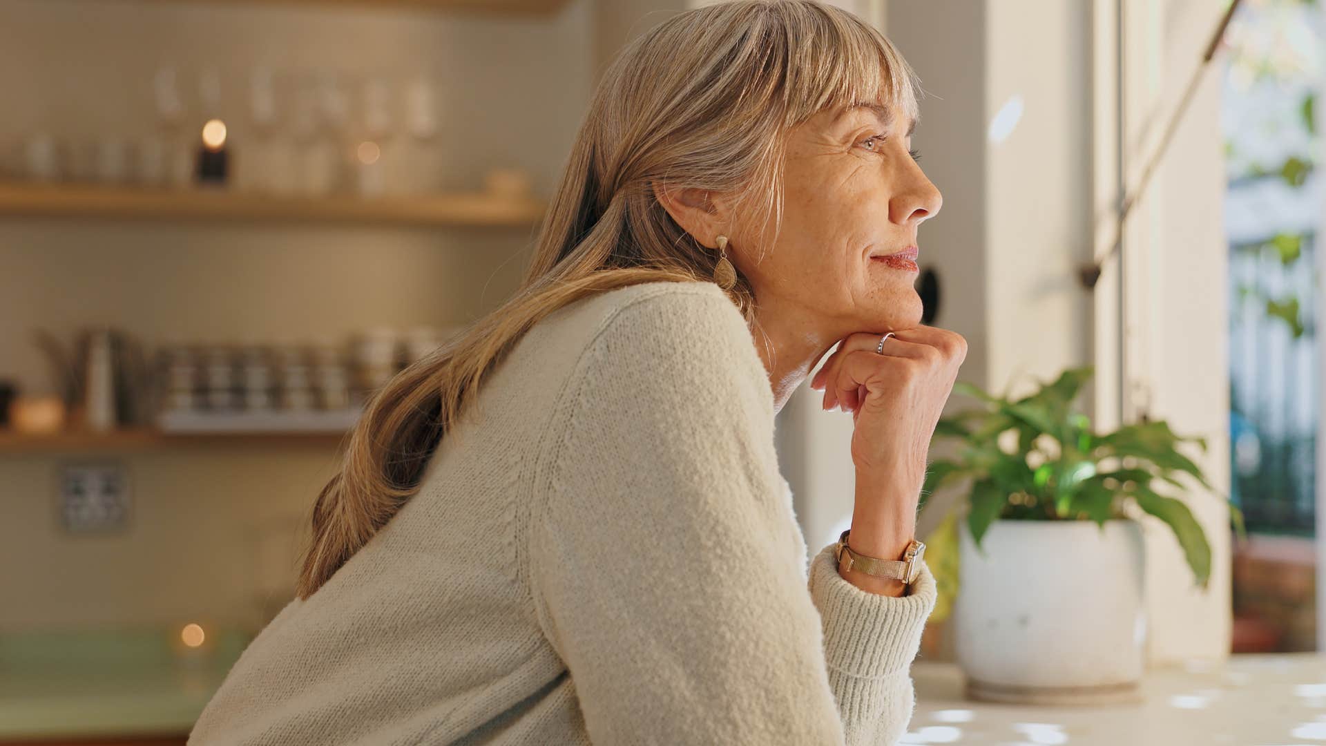 woman de-stressing at home without her phone