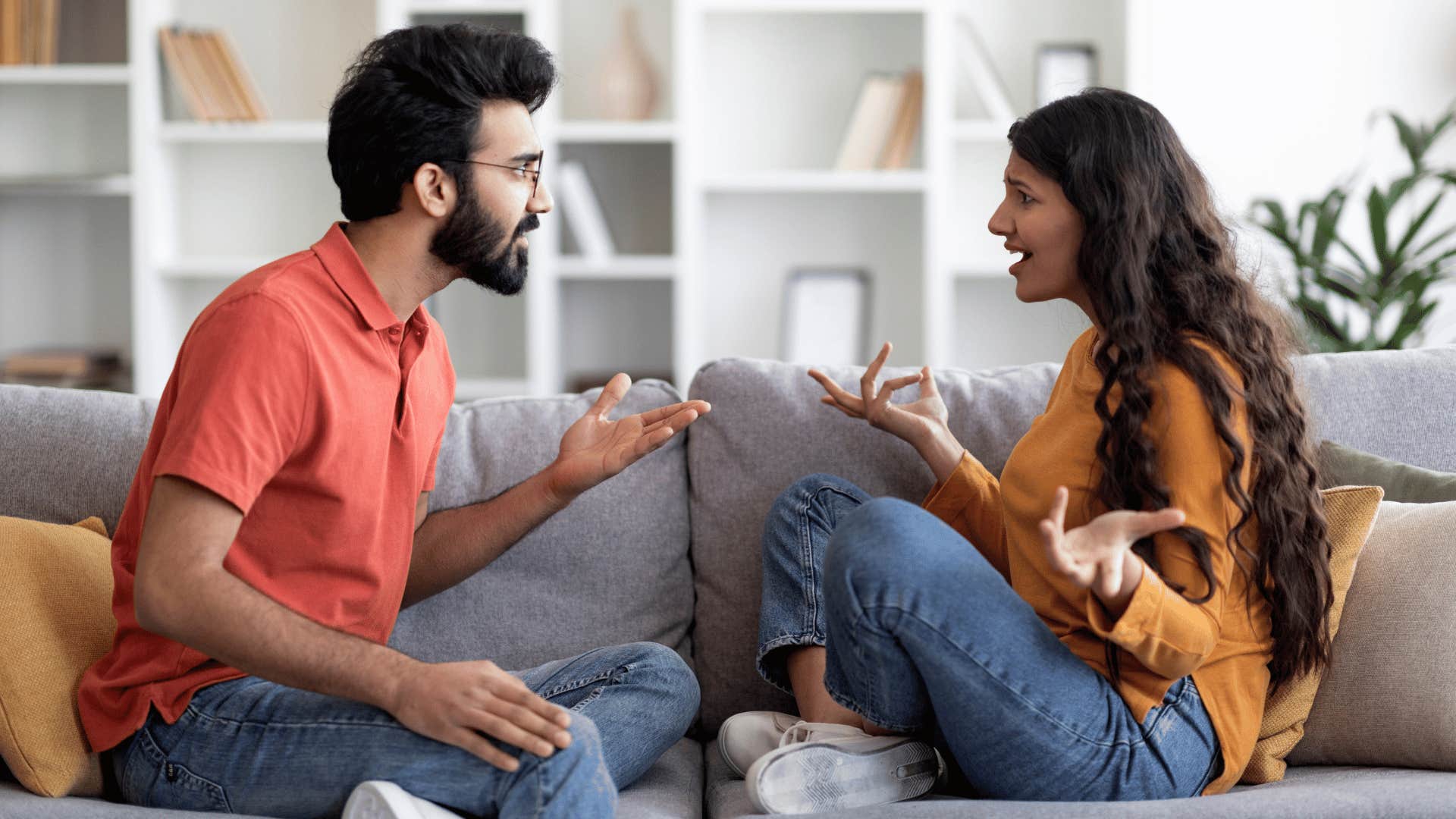 Controlling man denying reality to the woman who loves him