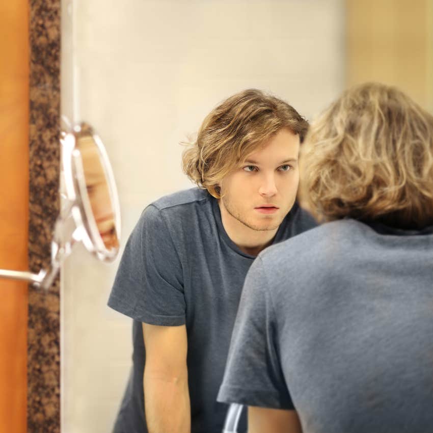 young man who has succumbed to the looksmaxxing trend which promotes body dysmorphia