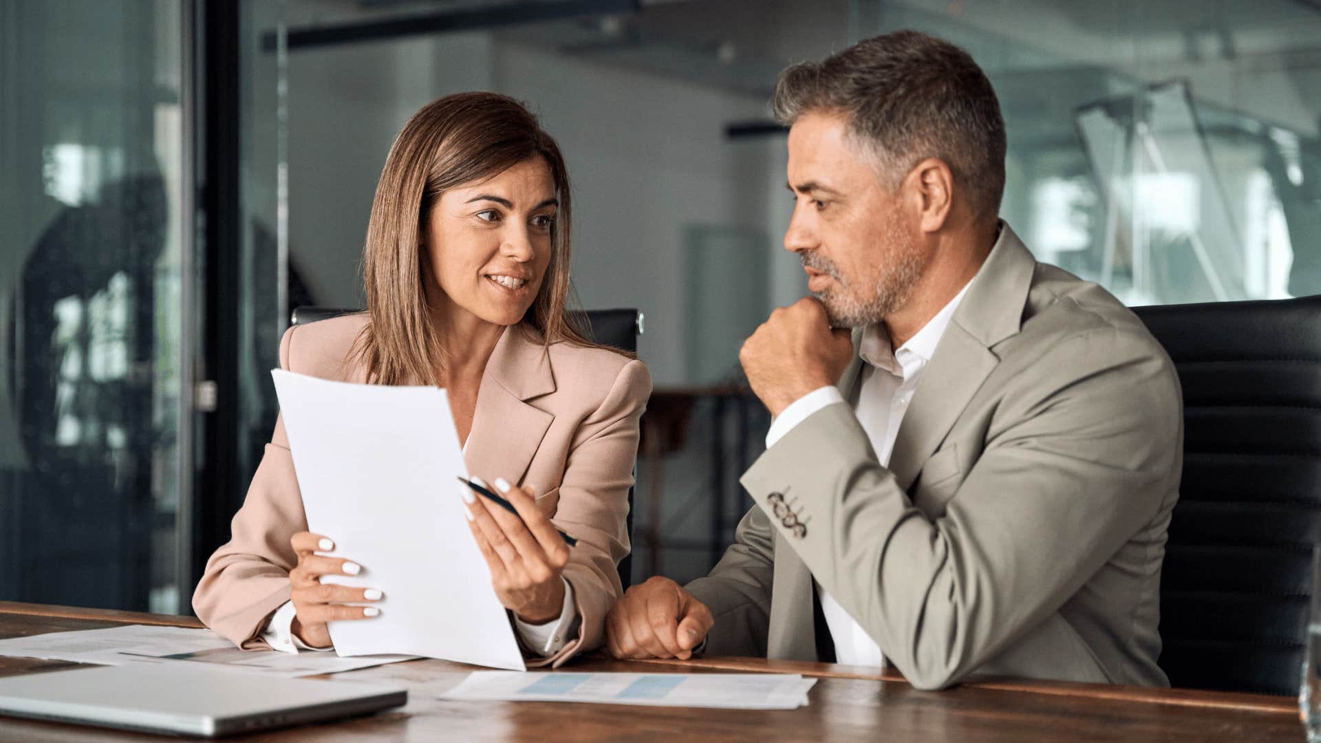 Woman whose parents did an exceptional job collaborating with a man at work 